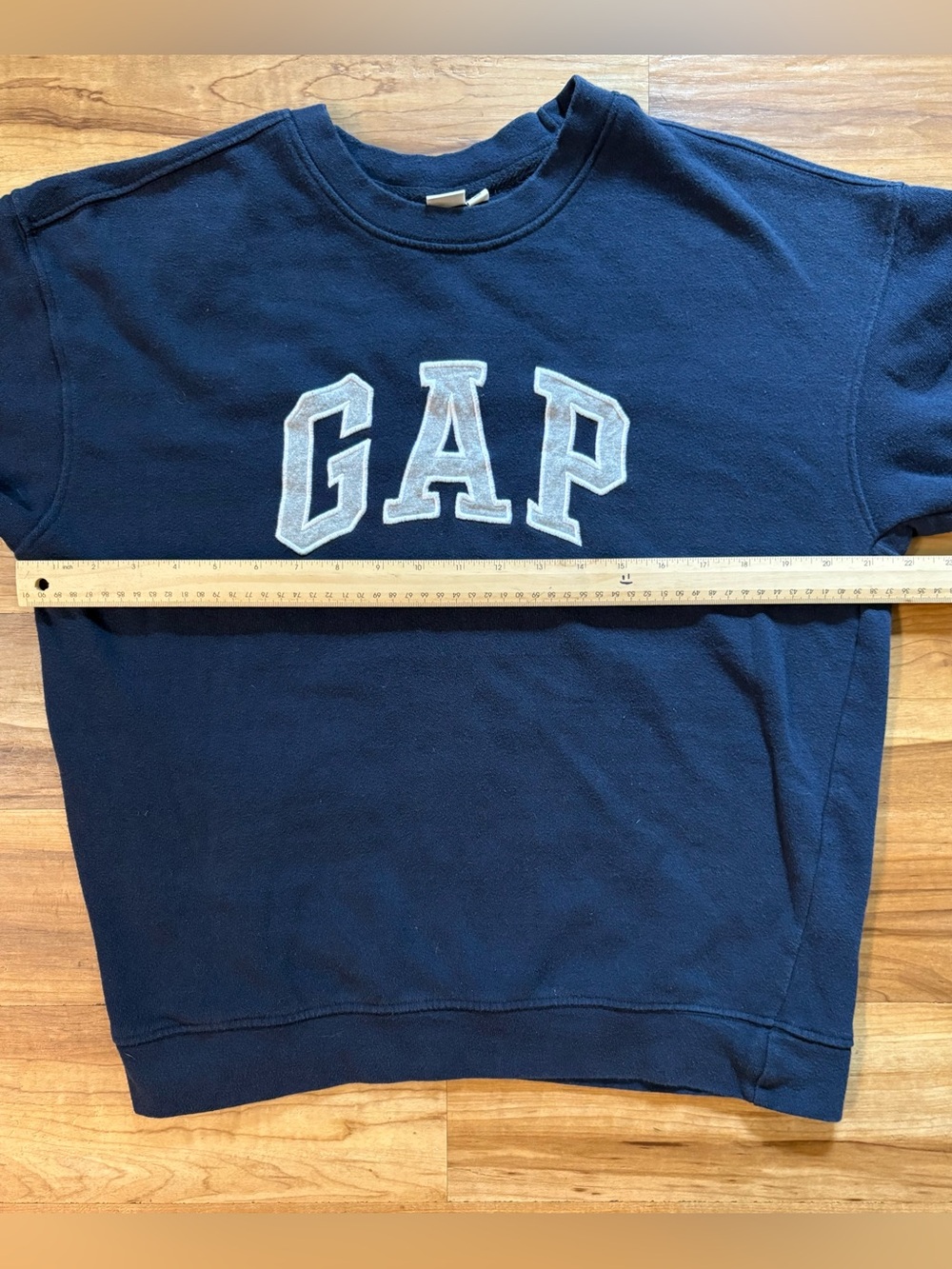 GAP Logo Crewneck Sweatshirt, Navy Blue, Gray & White, Women’s Small - Picture 5 of 7